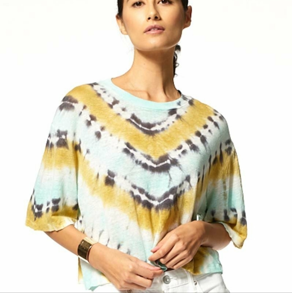 Young Fabulous & Broke T Shirt Tie Dye Tucked Twist V Neck Boho Summer Indie